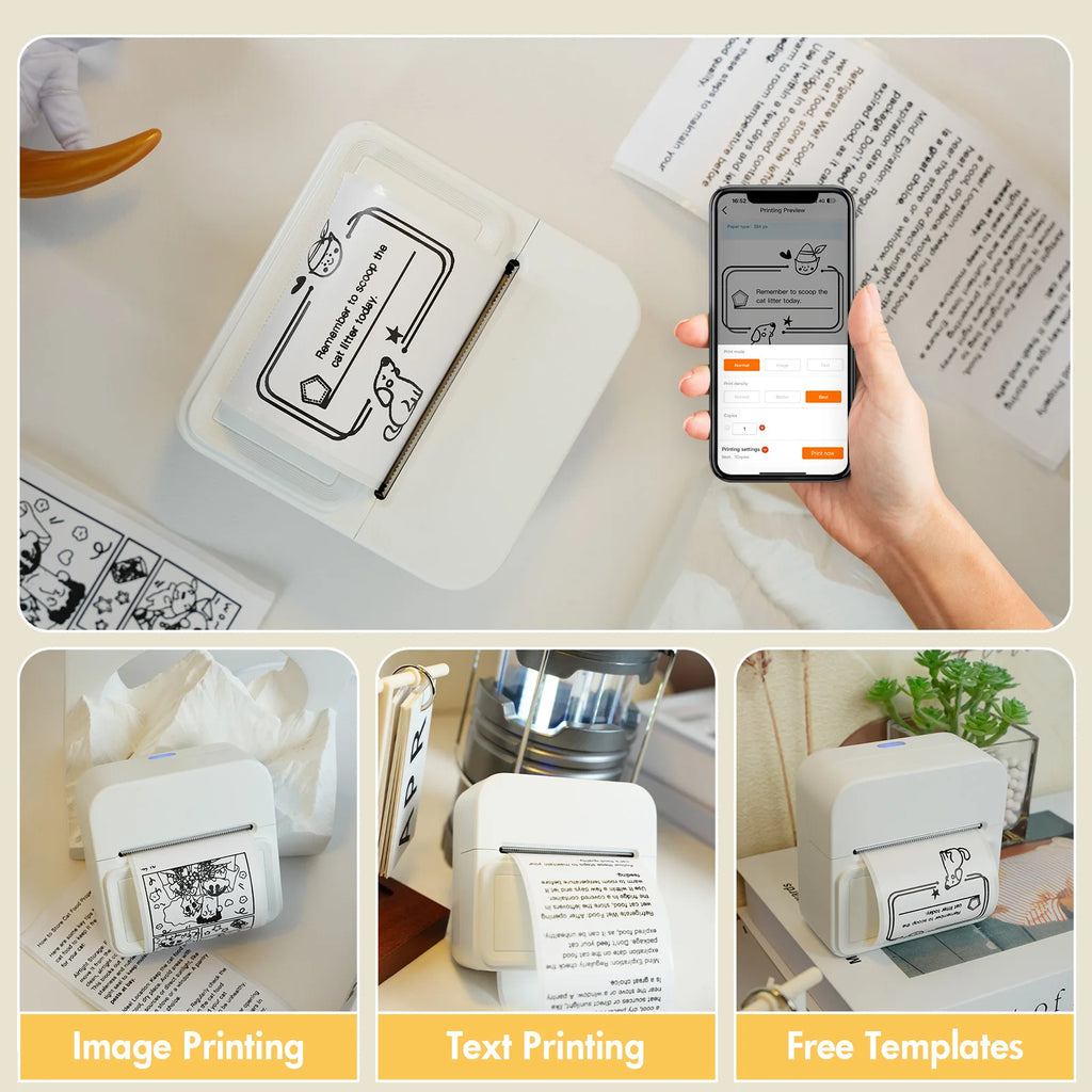 Inkless Thermal Label Printer Portable Bluetooth Pocket Label Maker Home Study with 1roll Stickable Label Paper PC Android IOS