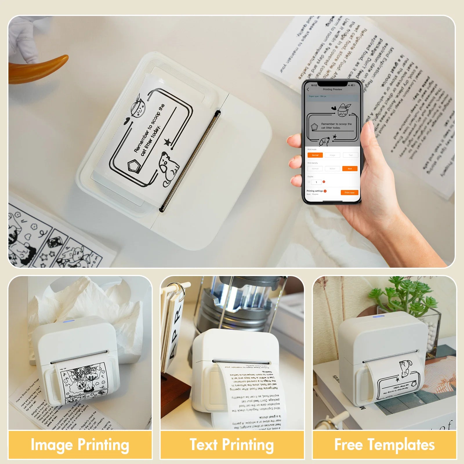 Inkless Thermal Label Printer Portable Bluetooth Pocket Label Maker Home Study with 1roll Stickable Label Paper PC Android IOS