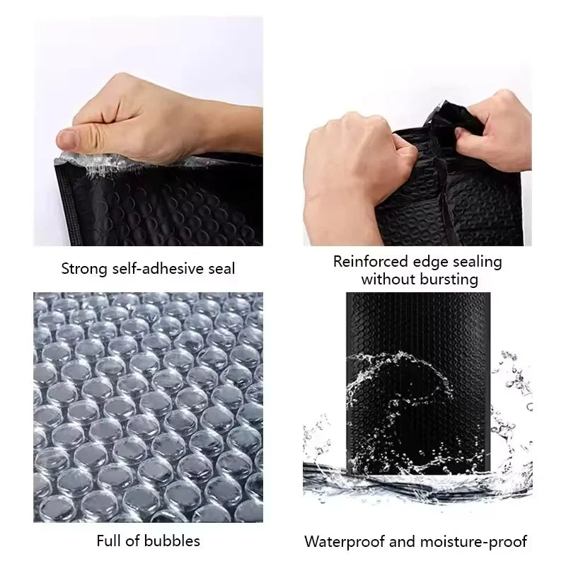 50pcs Black Double-Sided Bubble Packaging Bag Self Adhesive Mailing Bag Express Packaging Bag Clothing Packaging Bag