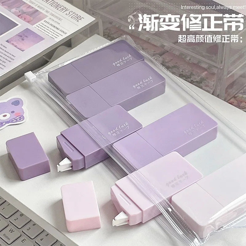 6 Pcs Gradient Purple Correction Tape Kawaii Large Capacity Correction Tape Student Prize Stationery School Supplies