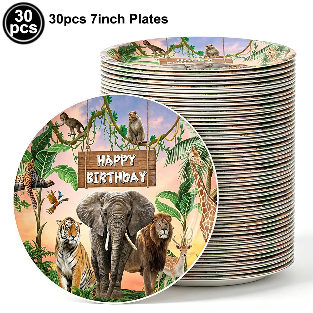 Jungle Disposable Paper Plate Napkin Cup Safari Animal Party Supplies for Baby Shower Safari Jungle Theme Birthday Decoration