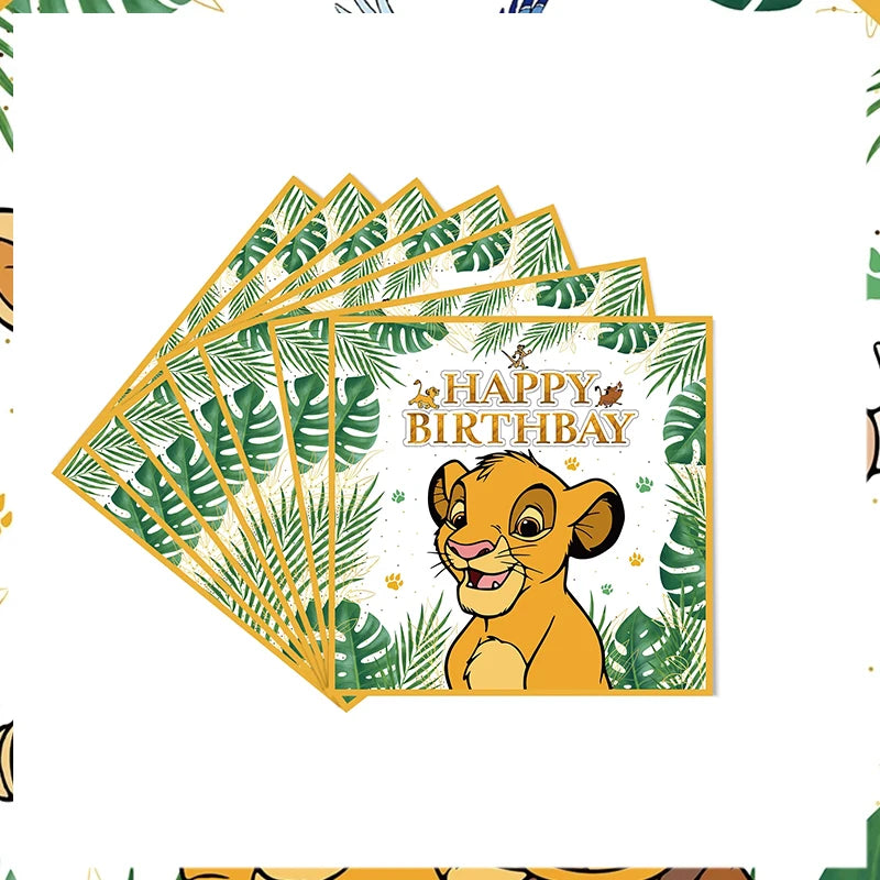 Lion King Birthday Party Decoration Lion Disposable Dinnerware Tablecloth Cup Plate 3D Balloon for Kids Baby Shower Supplies
