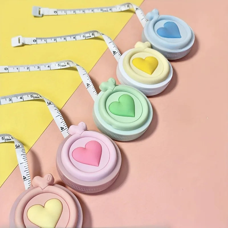 1pc Compact Retractable Pastel Heart-Shaped Mini Tape Measure - for Body Measurements, Clothing