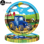  Green Tractor Birthday Party Supplies Farm Tractor Paper Plates Cup Napkins for Tractor Birthday Party Decoration Supplies