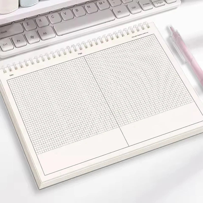60 Sheets/120 Pages Coil Notebook Notepad Grid/Horizontal Lines Partition Design B5 Notebooks Office School Stationery Supplies