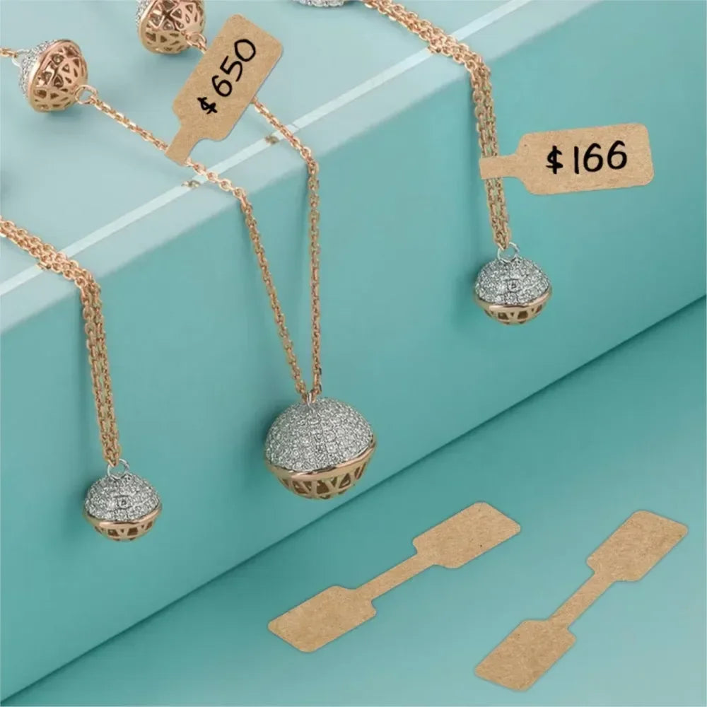 500pcs Paper Price Tags Jewelry Tags Self Adhesive Blank Labels Display Card Packaging Sticker Necklace Earring Bracelet DIY