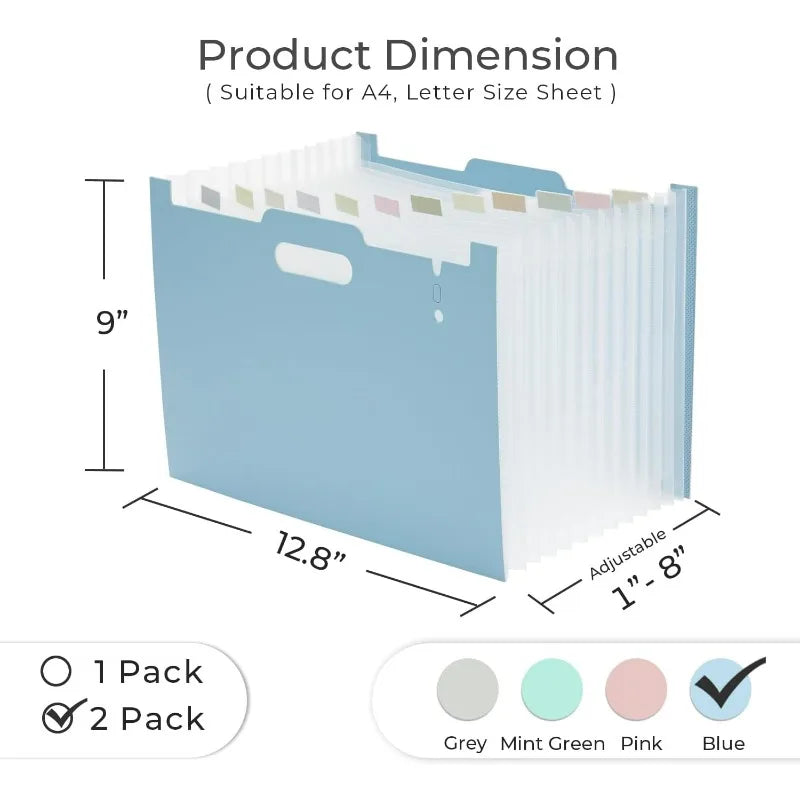 Large Capacity A4 Accordion File Organizer, Multi-Layer PP Document Folder, Desktop Standing Storage Bag with Handle