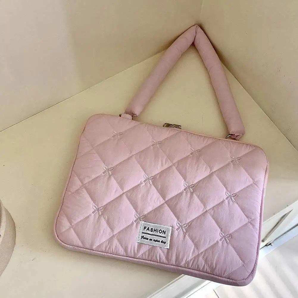 Travel Bag 15inch Portable Laptop Bags Bow with Handle Laptop Case Soft Material Cute Notebook Sleeve Travel