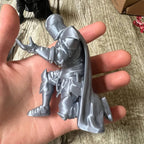 (9*7.6cm) 3D Printed Medieval Knight Pen Holder Black Silver Warrior Statue Desk Organizer Creative Office Decor Stationery Gift