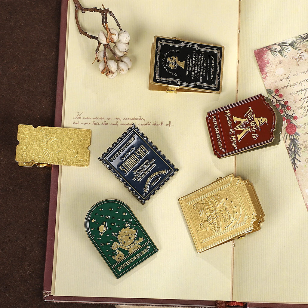 Retro Travel Book Clip Memory Glow Filme Metal Letter Clip Ticket Folder Watercolor Handbook Fixator Portable Art Stationery