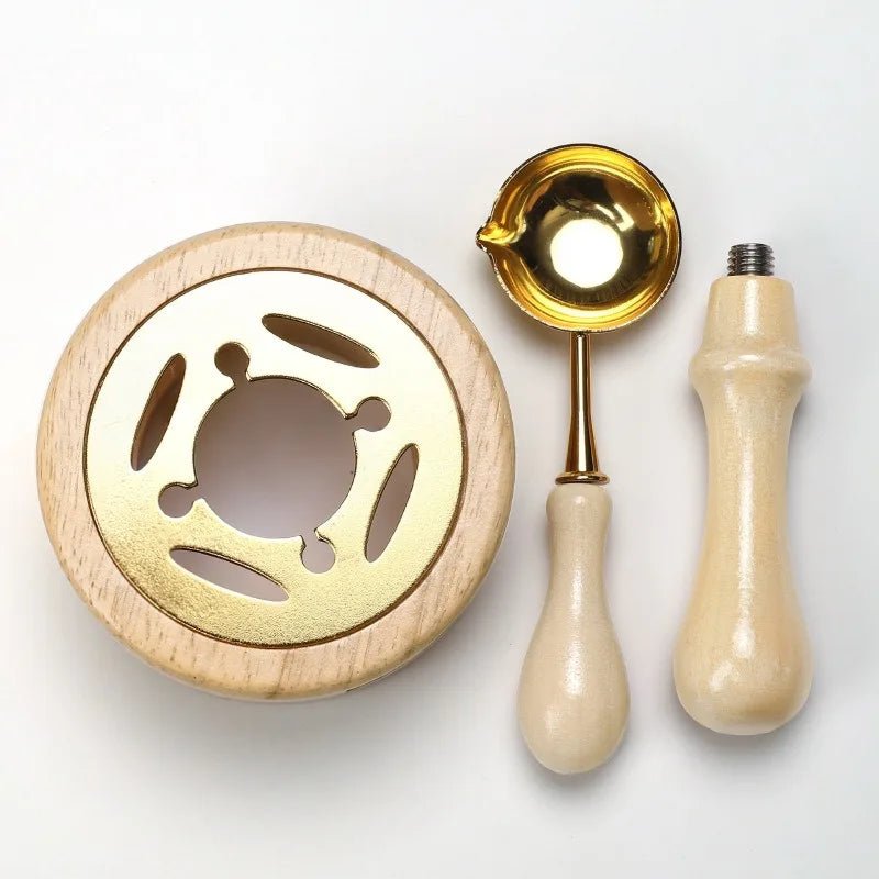 DIY Sealing Wax Spoon Bead Melting Heater Lacquer Furnace Solid Wood Stove Seal Supplies For Stamp Wax Stamp Craft Wedding Gifts