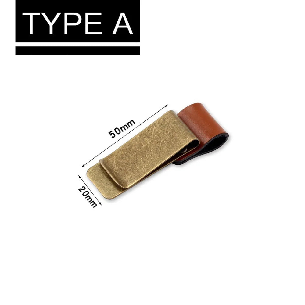 Handmade Leather Pen Holder Clip Brass Stainless Steel Holder For Journal Notebook Paper Folder Home Office Daily Desktop Use