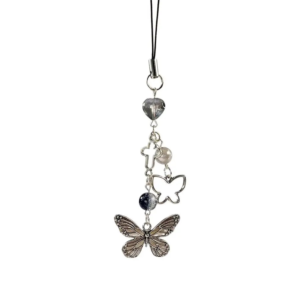 Y2K Charms Phone Pendant Butterfly Sweet Girl Phone Lanyard Phonestraps Backpack Ornament Phone Chain Camera