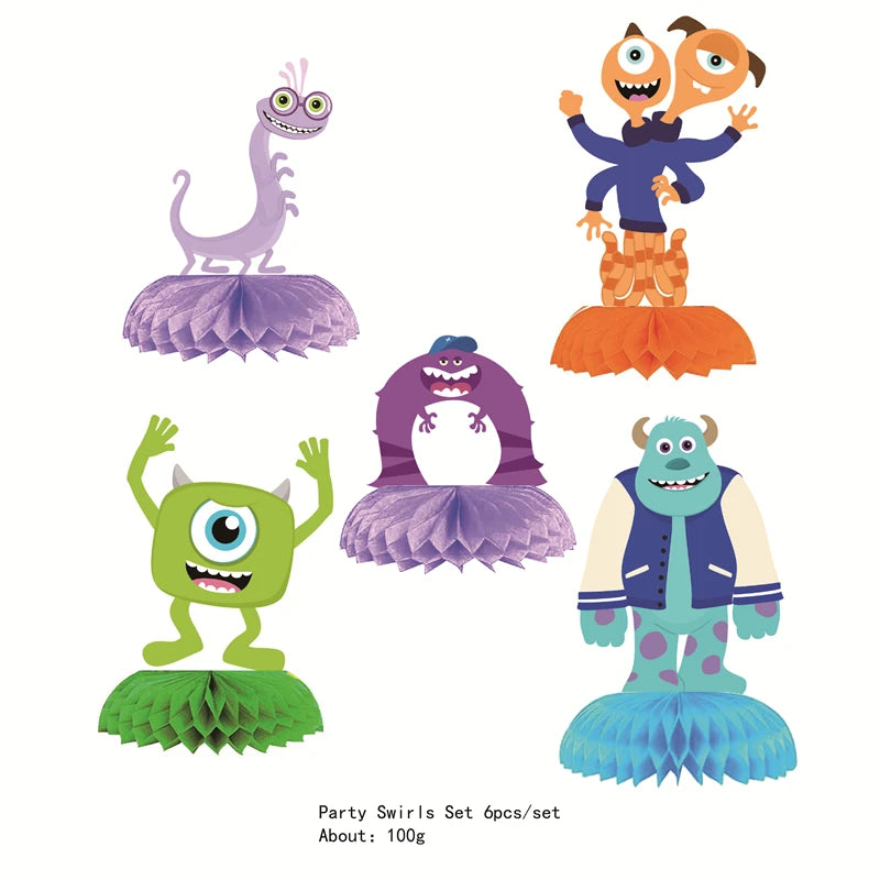 Monsters In Party Supplies Disposable Party Cutlery Plates Napkins Cup Birthday Party Decorations for Boys and Girls