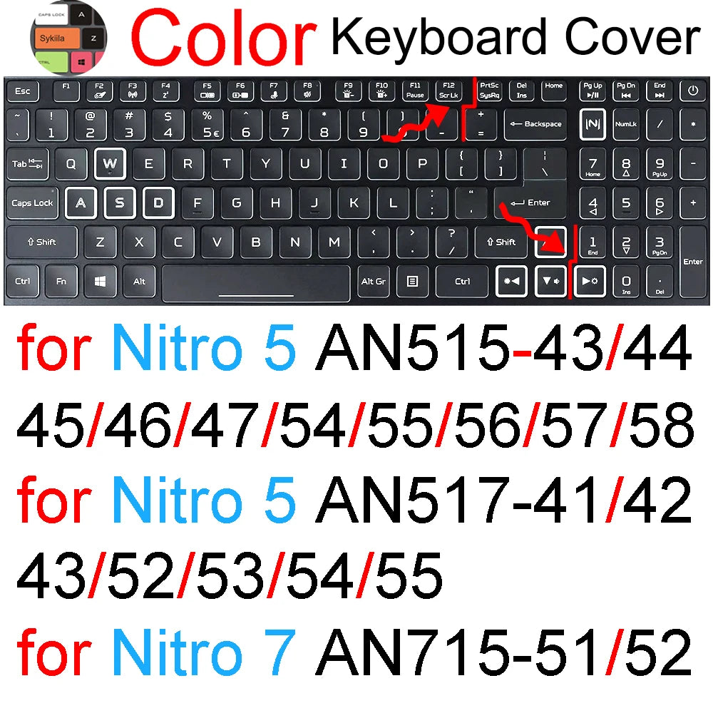 Keyboard Cover for Acer Nitro 16 16S 15 17 5 Spin 7 AN515 AN517 AN715 V AN16 AN14 ANV15 AN18 ANV16 Silicone Protector Skin Case