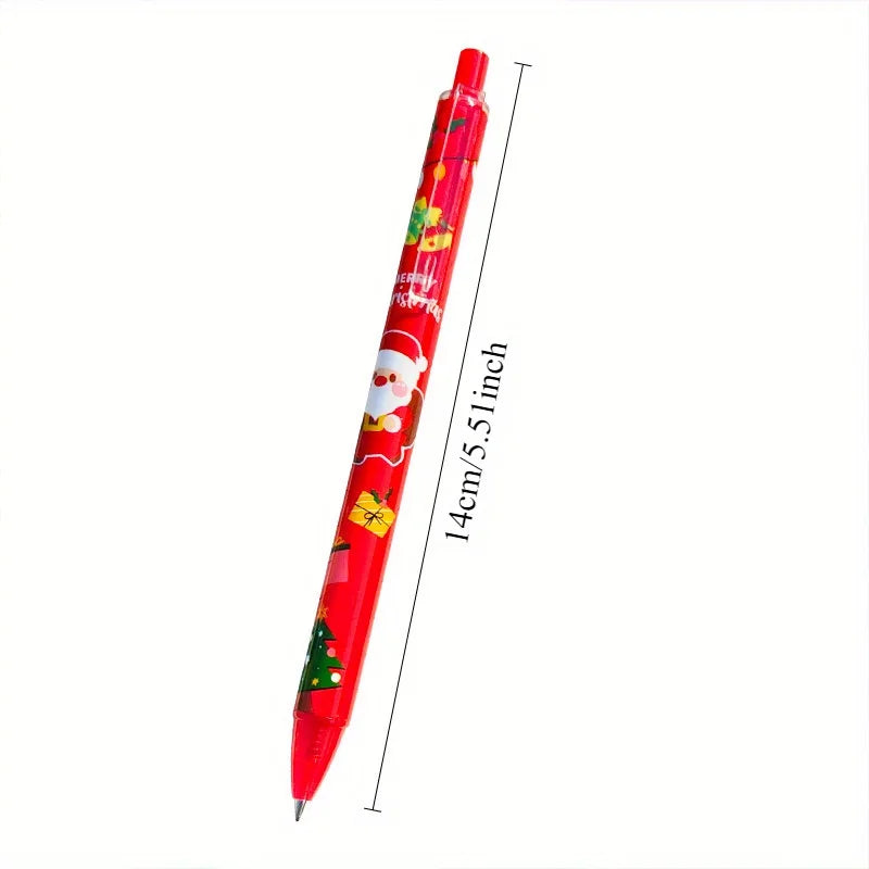 15/30pcs Christmas 0.5mm Gel Pen, Snowman Reindeer Santa Claus Print Decorative Office School Click-Type Signature Writing Gift