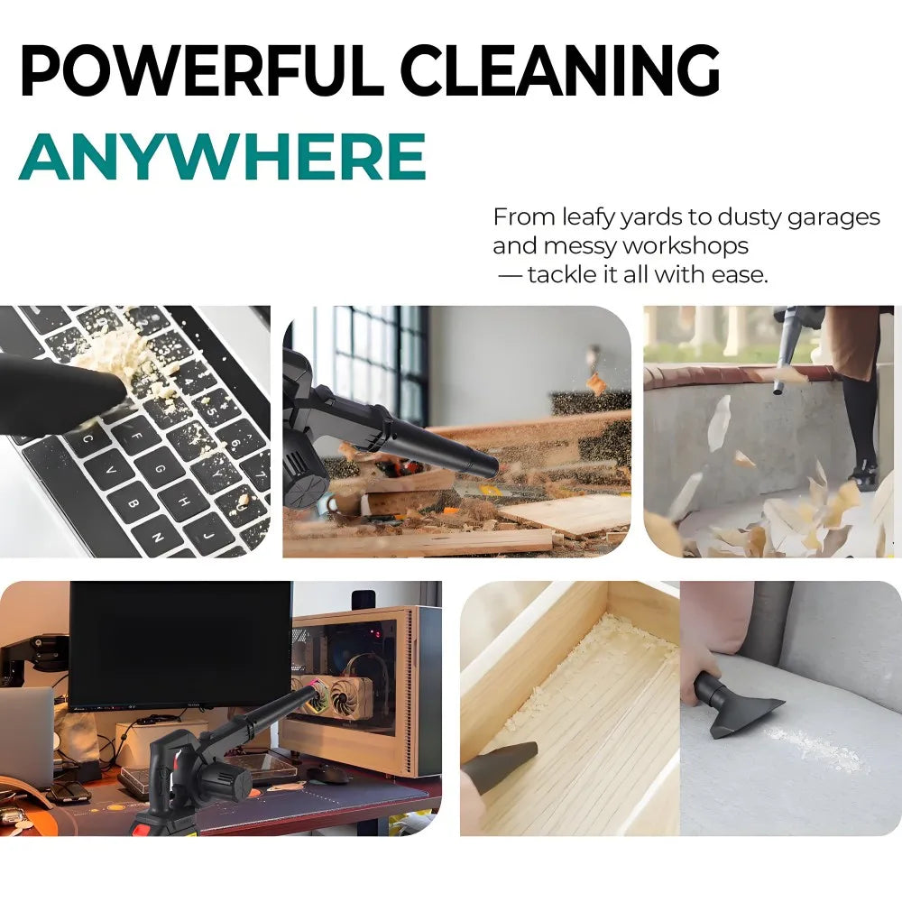 Cordless 2 in 1 Air Blower & Vacuum Cleaner, Leaf Dust Collector for Car, Computer, Garden, Compatible with Makita 18V/21V