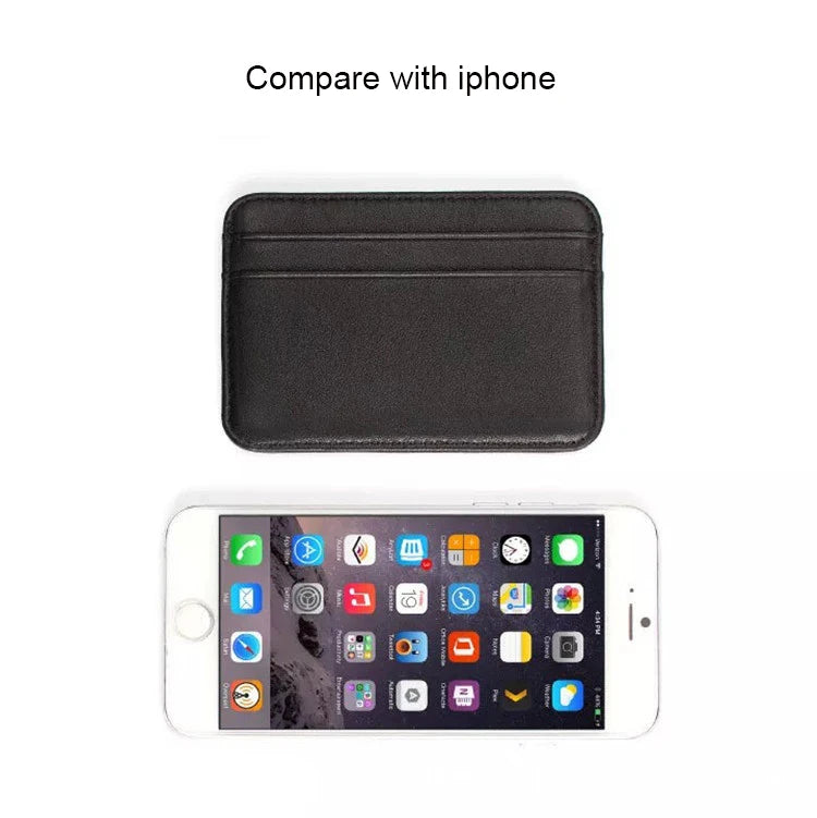 Genuine Leather Card Holder Slim Business Card ID Holder Credit Card Case Thin Small Wallet for Men Cardholder Sticker Black