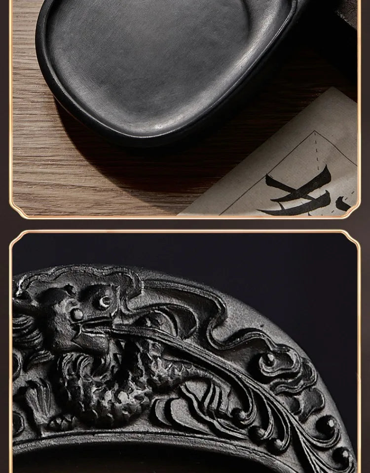 Calligraphy Inkstone Natural Raw Stone Duan Inkstone Chinese Style Brush Writing Painting She Inkstone Vintage Desktop Ornaments