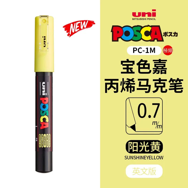 uni POSCA POP Water-Based Marker,Assorted Colors PC-1M/3M/5M 0.7~2.5mm Tips Professional Acrylic Paint Pen for Artists&Designers