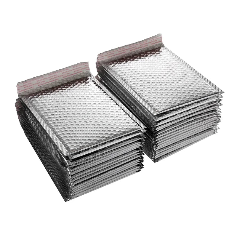 50PCS Aluminized Film Bubble Mailer Gold Mailing Envelope Waterproof Courier Bag Padded Bubble Envelopes Pack Bag for Shipping