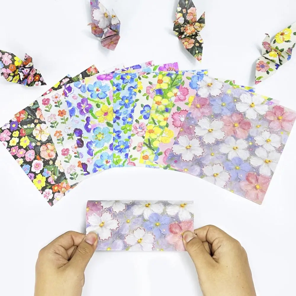 Oil Painting Series Origami Paper Double-Sided Printed Decorative Folding Paper Colorful Paper Star Strips Handmade Projects