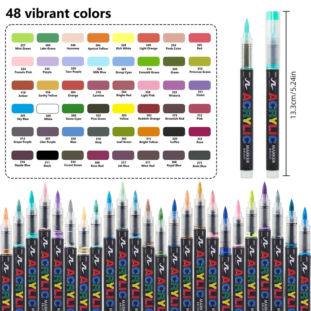 12-366 Colors Acrylic Marker Set Waterproof Acrylic Brush Marker Professional Acrylic Painting Marker DIY Art Supplies