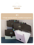 A4 Portable 13-Pocket Multi-Layer Expandable File Folder – High-Capacity Student Exam Accordion Organizer Handheld