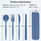 New Wheat straw Wheat Straw Dinnerware Set Eco-Friendly Portable Utensil Box Tableware Cutlery Set Travel
