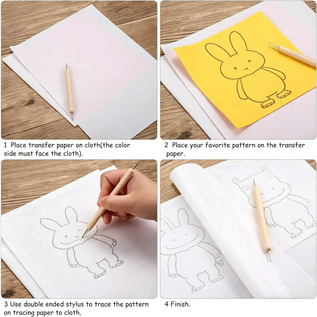 30/100pcs A4 Graphite Transfer Paper Tracing Painting Sheets White Copy Graphite Paper for Drawing Patterns Sketch Canvas Fabric