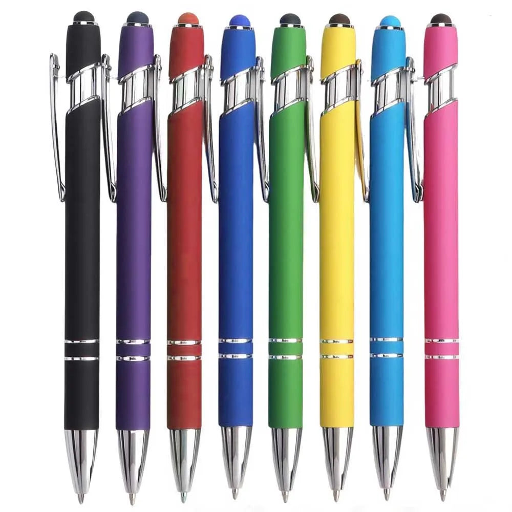 5-10Pieces Ballpoint Pen with Stylus Tip, Metal, 2 in 1 Stylus Ballpoint Pen 1.0 mm Black Ink  for Smartphone, Tablet