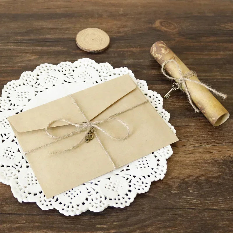 Retro Vintage Kraft Envelope Letter Pad Set Old Europe Style Love Letter Invitation Envelopes Writing Paper With Rope