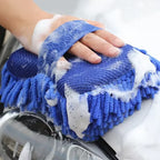 1/2Pcs Blue Microfiber Chenille Auto Cleaning Kit, Car Wash Sponge Pad Washing Glove Towel, Essential Auto Detailing Accessories