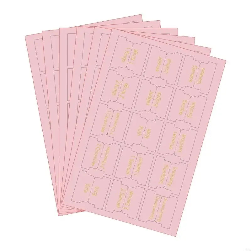 6 Sheets Pink Bible Tabs for Women Men Large Print Stickers Bible Index Tabs Laminated Bible Tabs Easy to Read and Apply