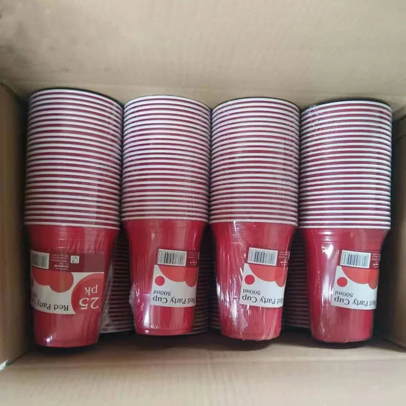 50PCS 3 Sizes Plastic Party Red Cups for Drinks, Soda Punch Barbecue Cola or Water Disposable Cup of Birthday Wedding Party