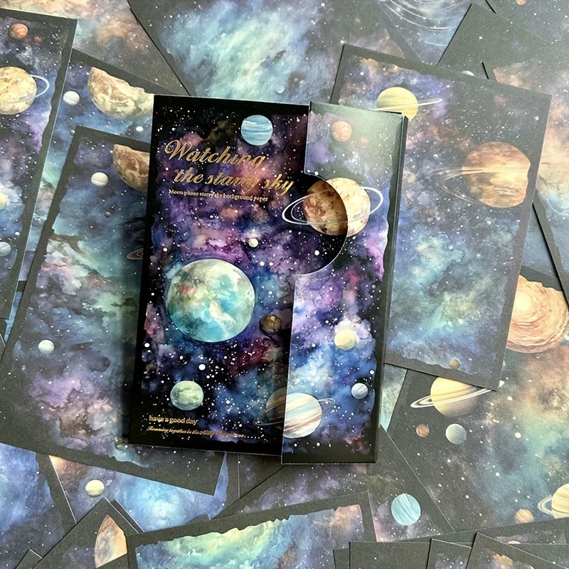 30 sheets lunar starry sky Retro Scrapbooking Material Background Paper Journal Hand Account DIY Creative Stationery Supplies