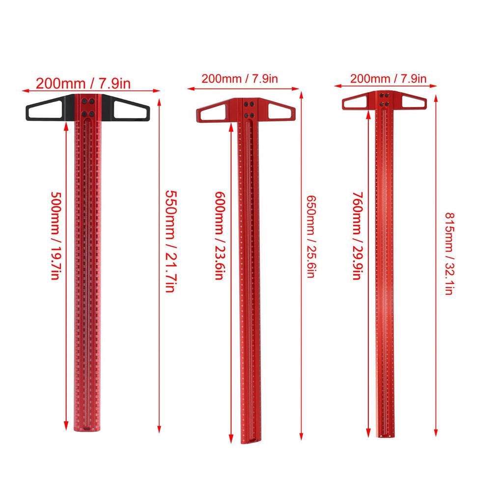 T Type Woodworking Ruler Hole Positioning Scribing Gauge Aluminum Alloy Measuring Tool for Carpenter