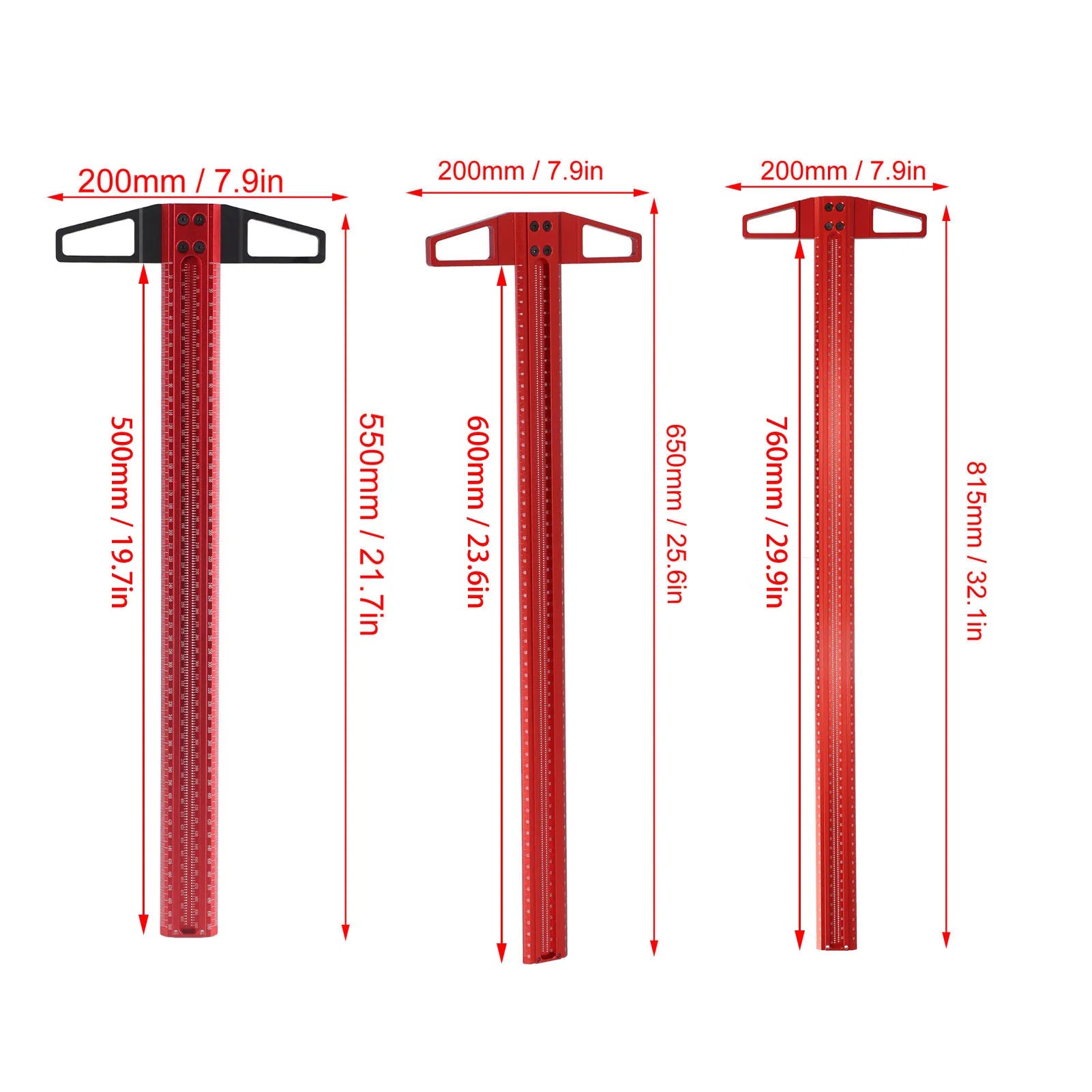 T Type Woodworking Ruler Hole Positioning Scribing Gauge Aluminum Alloy Measuring Tool for Carpenter