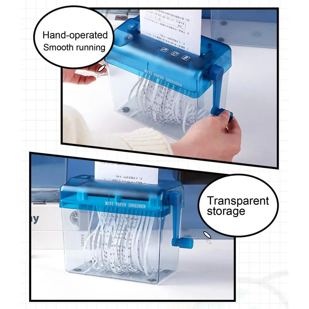 Low Noise Paper Shredder Paper Shredder Portable Capacity Visible Mini Handheld Cutter Anti-slip A4 Paper Cutting Tool for Home