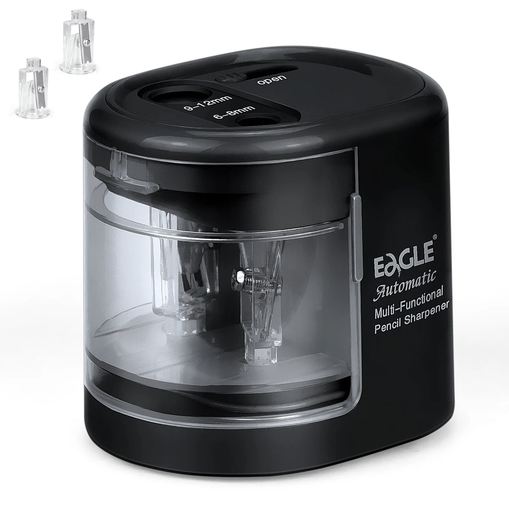 Eagle Auto Pencil Sharpener, Battery or USB Operated, Dual Holes, Dual Blades,  Portable,Office,School Supplies Stationery