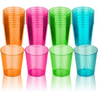 100Pcs Plastic Shot Glasses 2oz Disposable Clear Hard Plastic Cups(Multicolor) jello cups for party iridescent party supplies