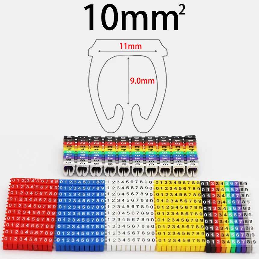 0.3-10mm2 Arabic Numerals 0-9 0123456789 Number Network Cable Wire C Type Clip Marker Tag Label Cord Marking Stuck Cord Sleeve