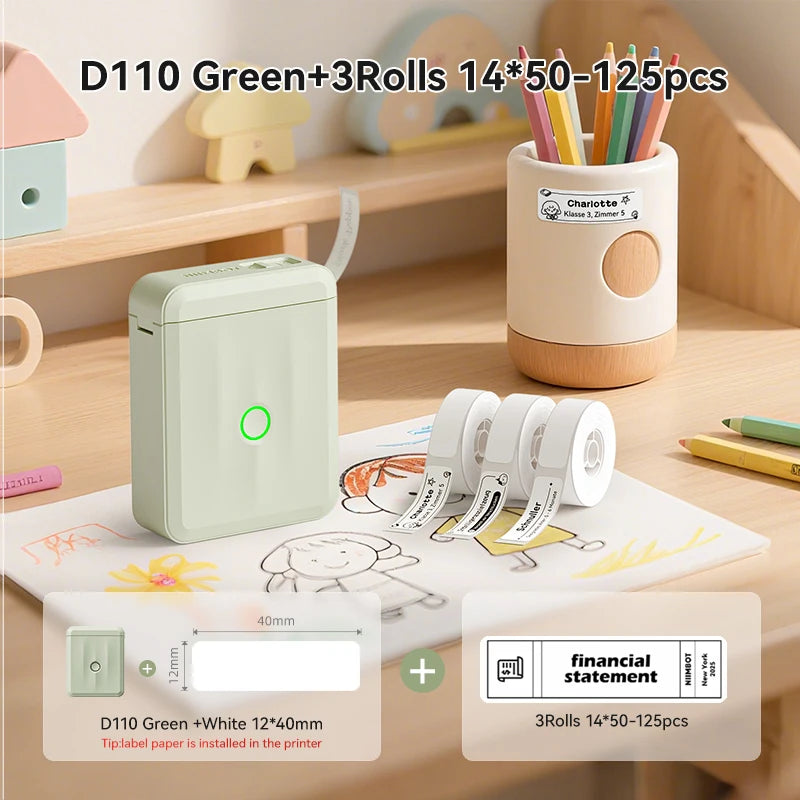 NIIMBOT D110 Upgraded Version Thermal Label Printer Mini Portable Name Tag Label Maker With Tape for Office Home Kitchen School