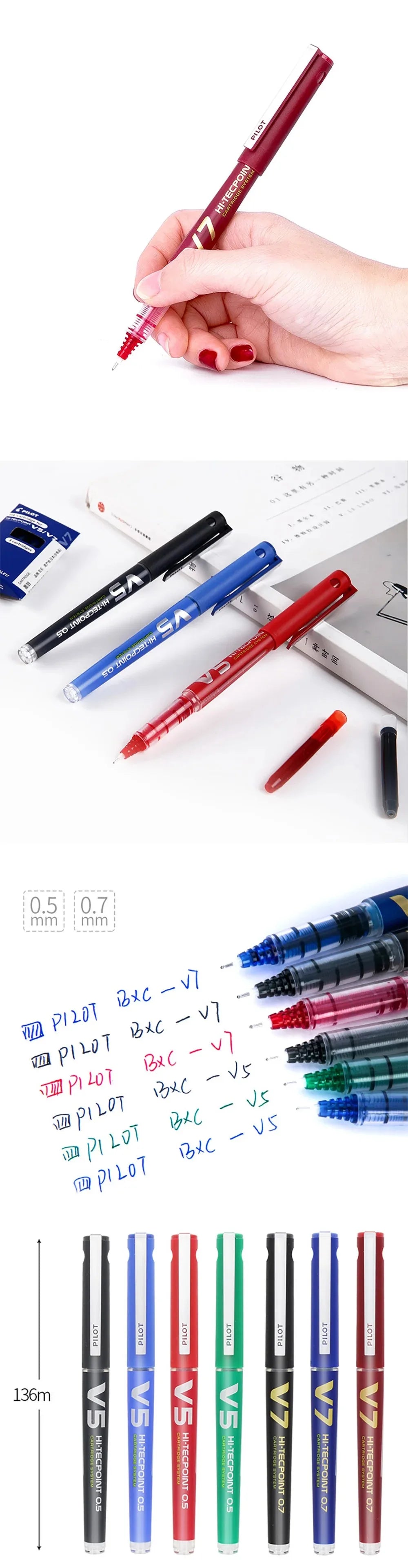 Japan Pilot V5/V7 Gel Pen Straight Liquid Replaceable Ink Cartridge 0.5/0.7mm for Writing School Stationery Office Accessories
