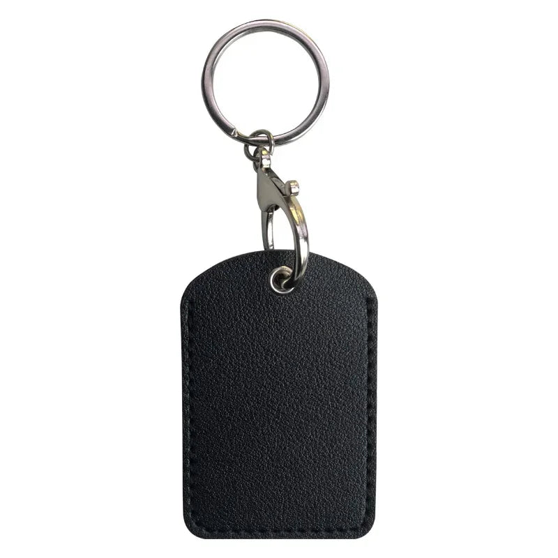 1PCS PU Leather Mini Card Holder Keychain Key Ring Door Lock Access Tags ID Card Case Keychain Access Card Bag Key Tag Ring