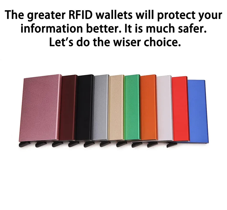 Rfid Metal Credit Card Holder Luxury Men Minimalist Wallet Cardholder Case Bag Business Supplies Card Storage Box Organizer Mini