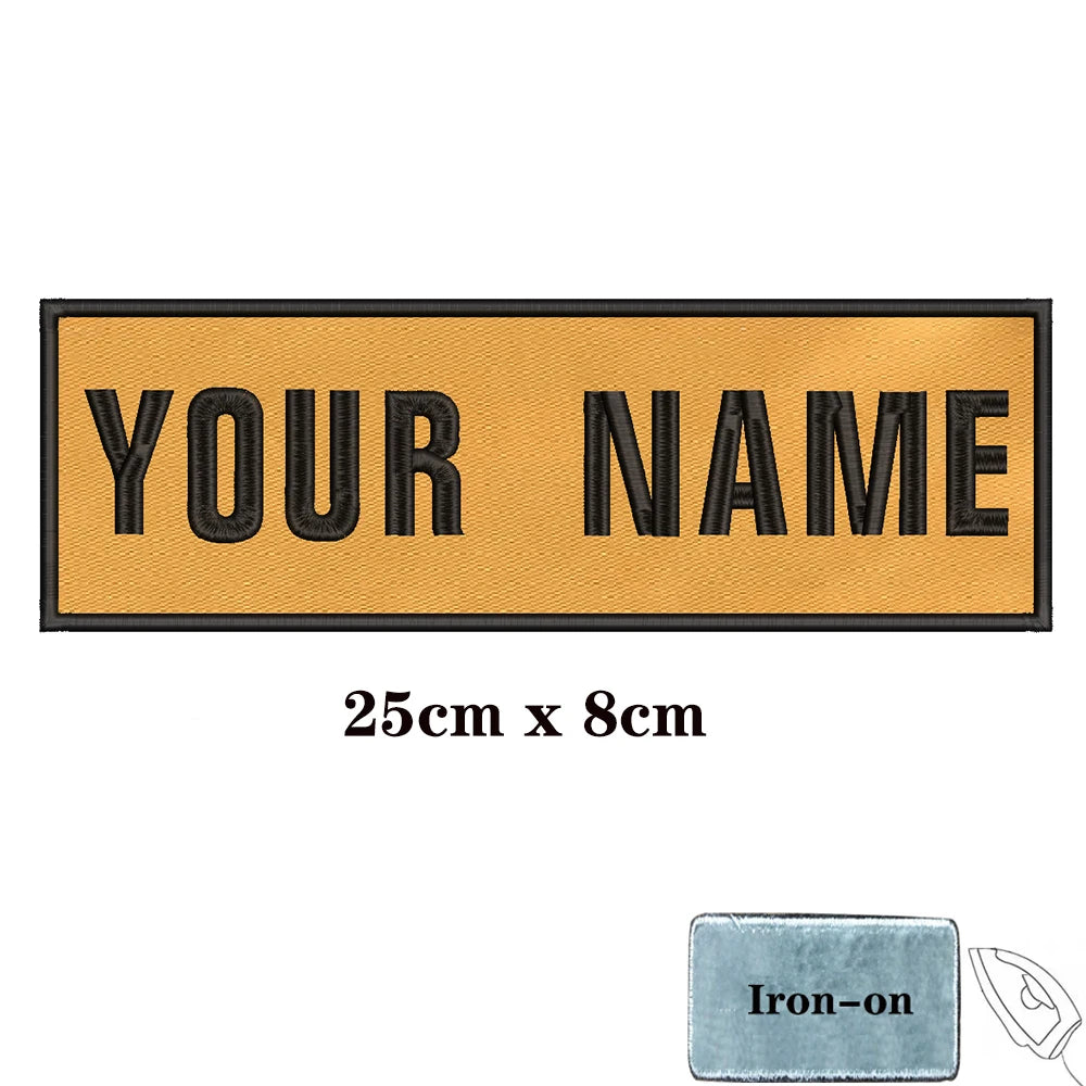 1PC Custom Personalized Name number Patch Stripes Badge tags chevrons Armband Iron On Or Hook Loop embroidered yellow