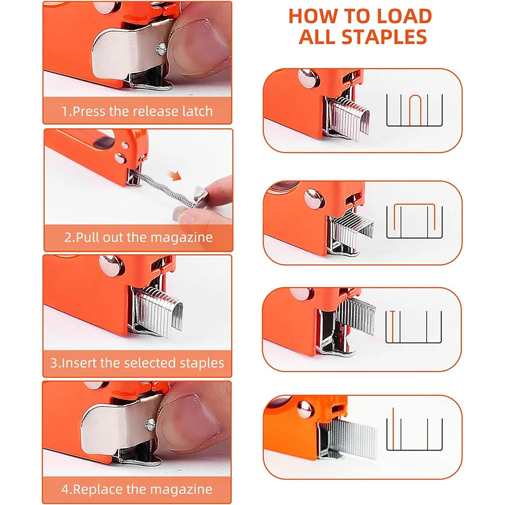 4 in 1 Staple Gun Kit U-shaped Nail Gun Heavy Duty Staple Gun with Stapler Remover and 1200pcs Staples Home Upholstery Fix Tools