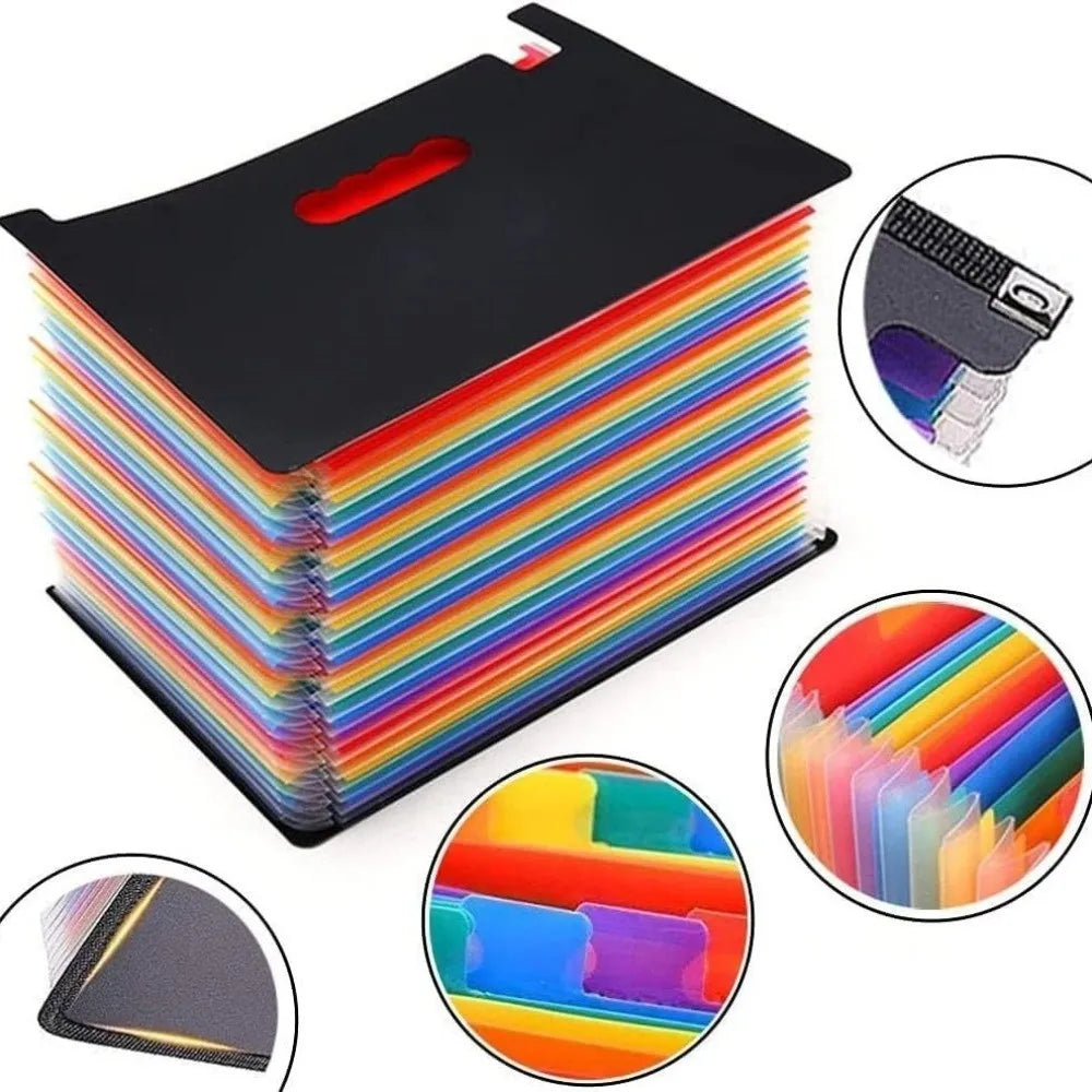 Portable 13/25 Pockets Expanding File Box A4 Expanding Capacity Accordion File Folder Document Organizer Office