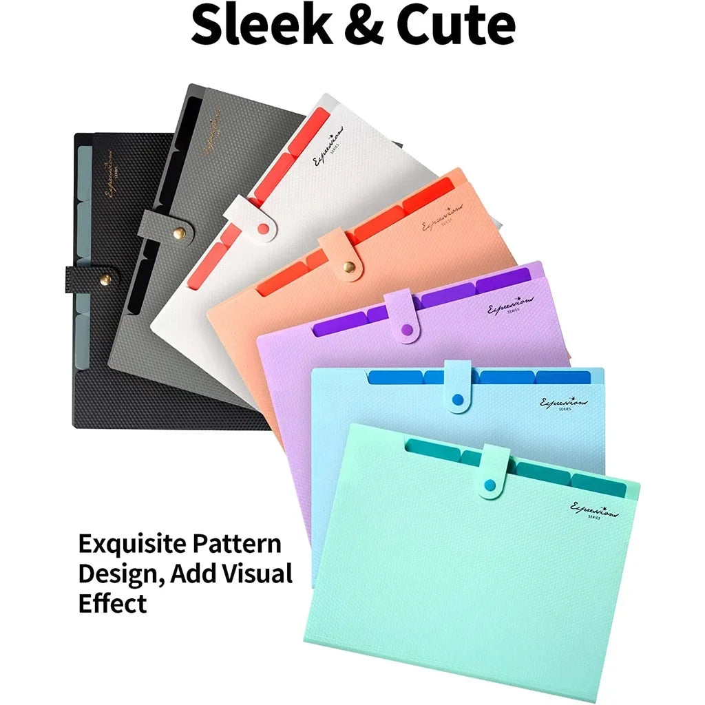 1Pc A4 Size Accordion File Folder 5 Pocket Filer Folder for Documents Paper Organizer for School Office